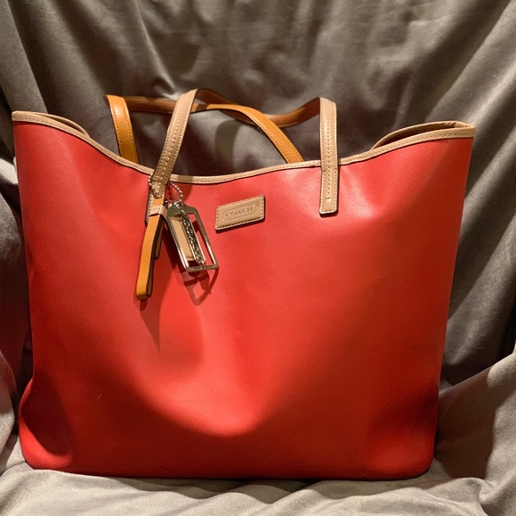 real leather coach tote